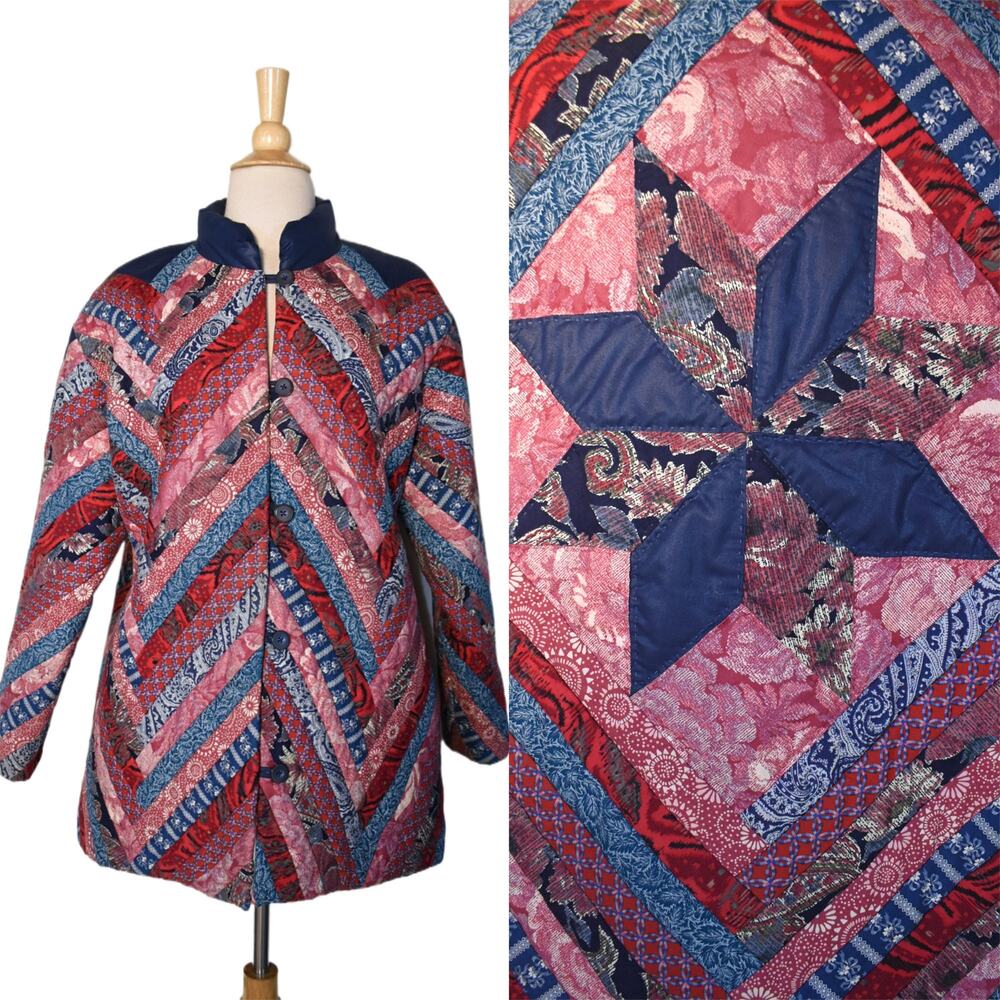Vintage 70s Cottagecore Floral Paisley Novelty 8 Point Barn Star Jacket